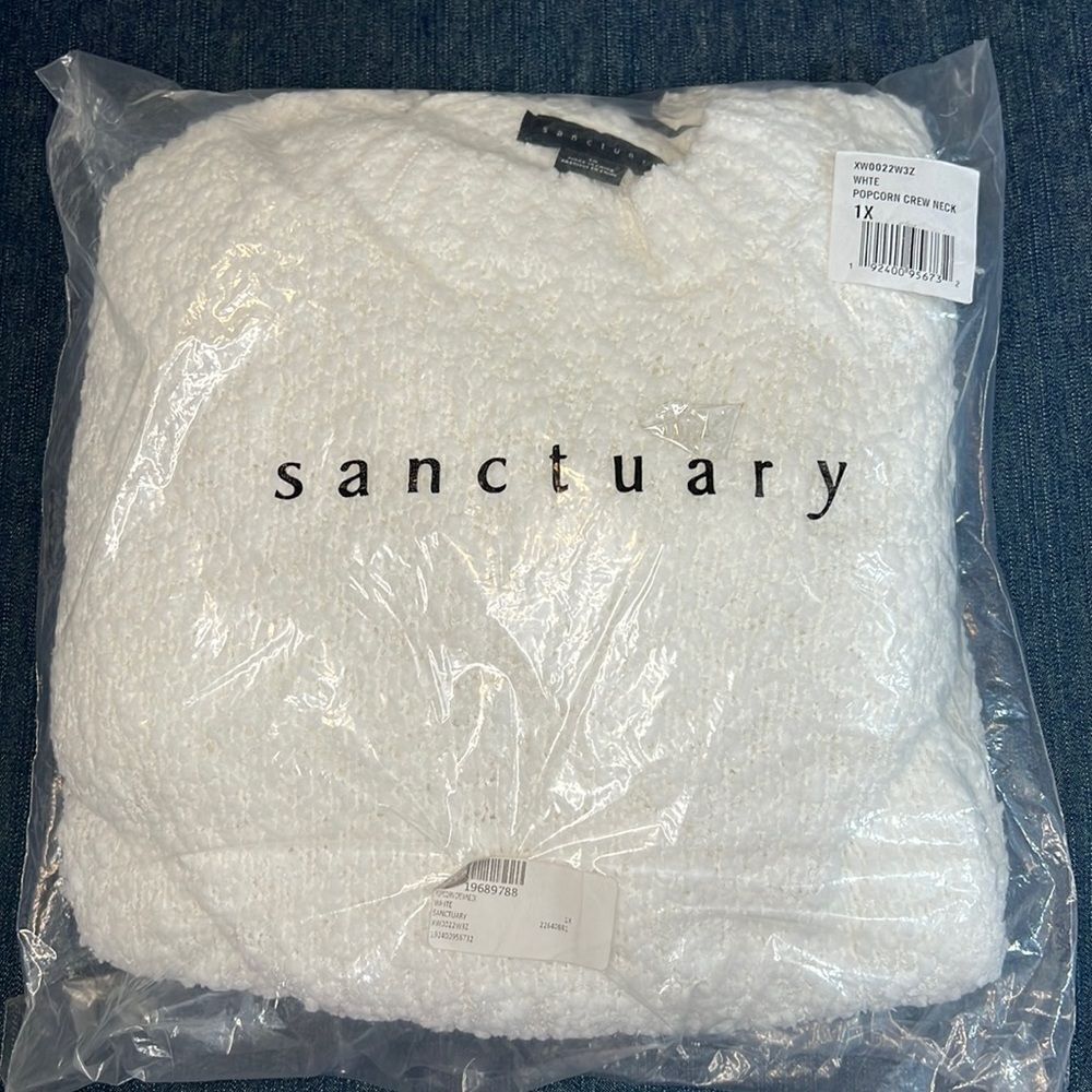 Sanctuary Women’s White Popcorn Crew Neck Sweater Size 1X - Picture 3 of 6